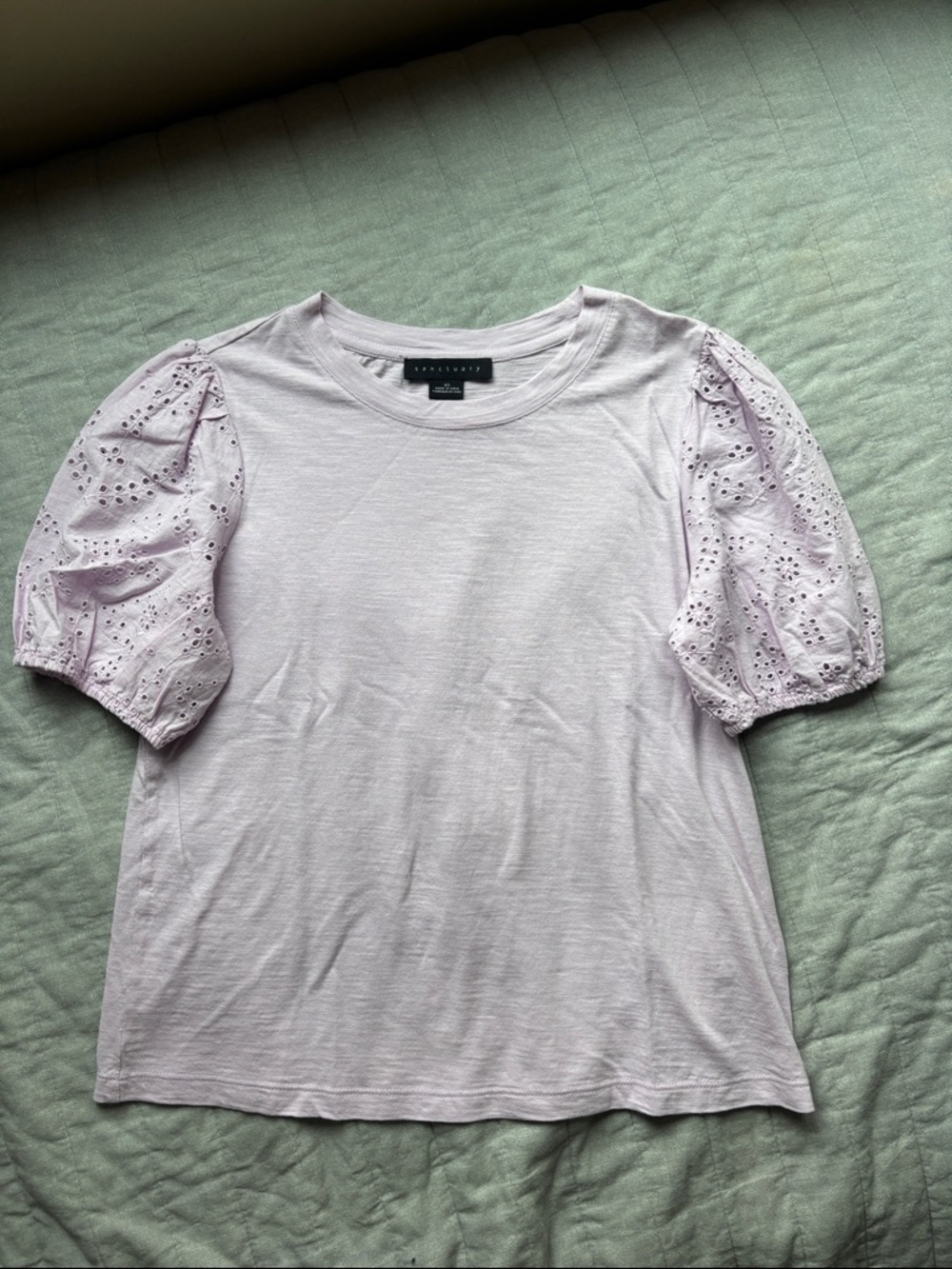 Sanctuary Lilac Eyelet Puff-Sleeve Tee